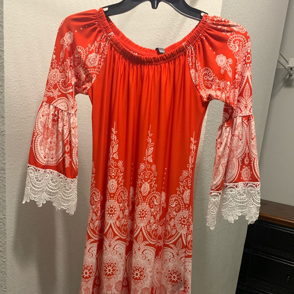 Red and white dress